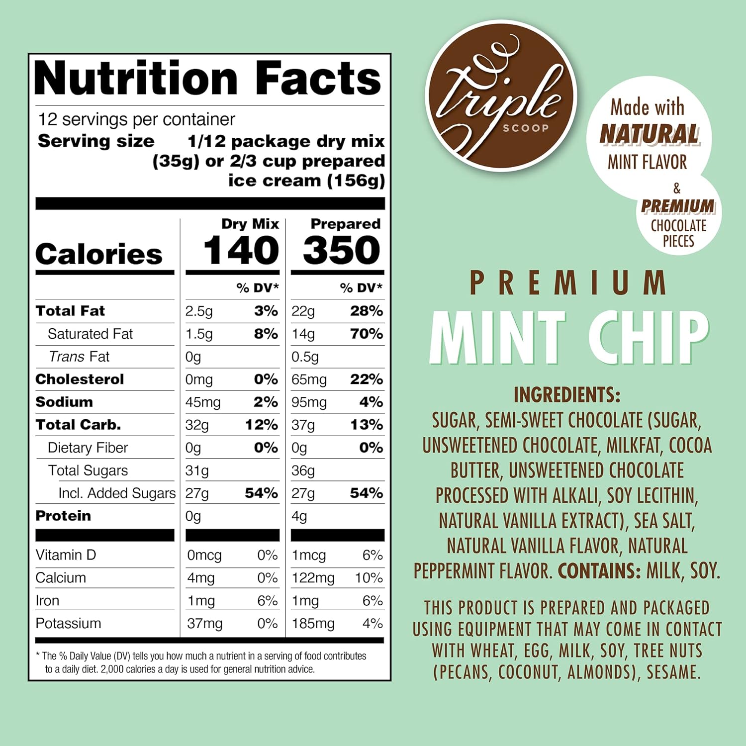 Mint Chocolate Chip Ice Cream Mix