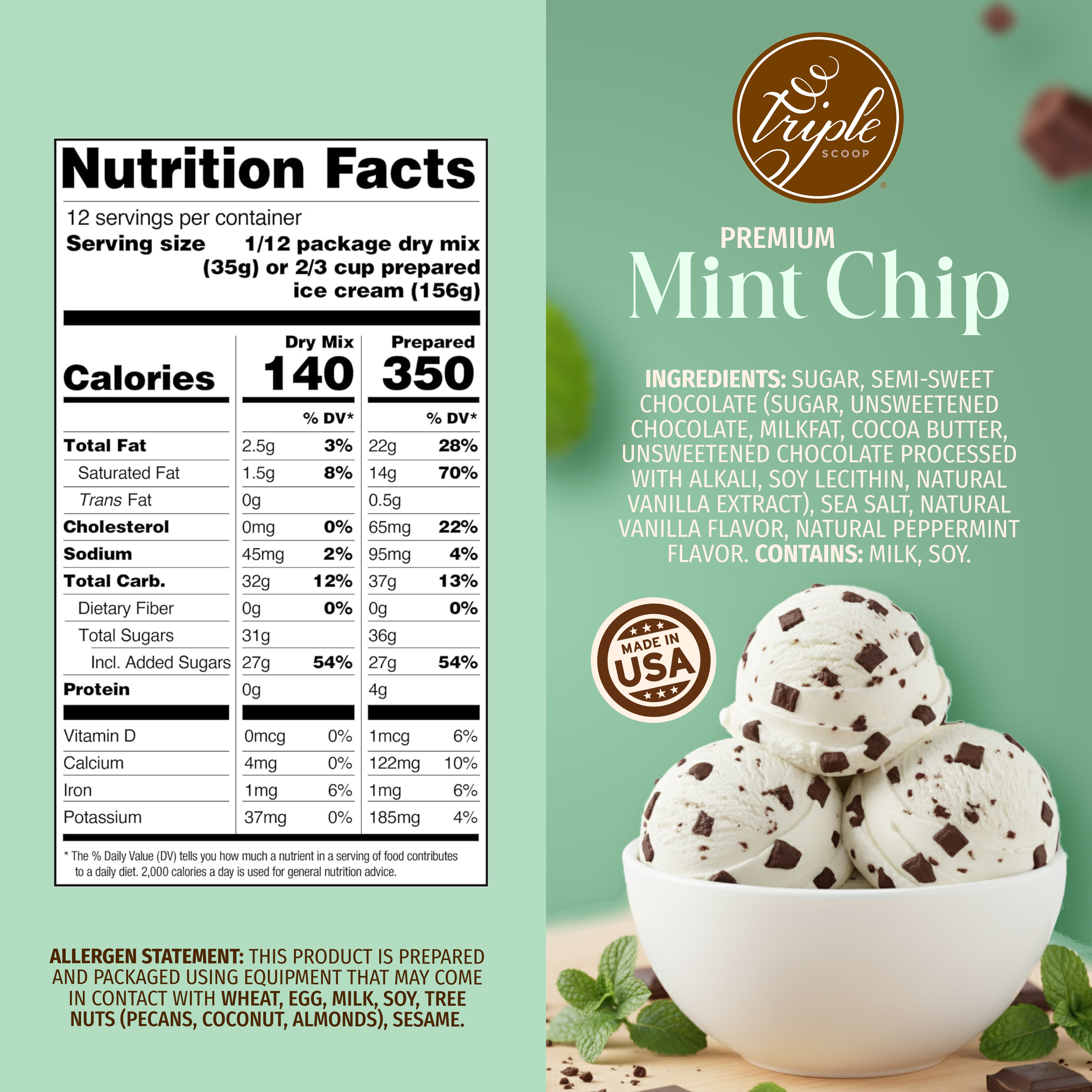 Mint Chocolate Chip Ice Cream Mix