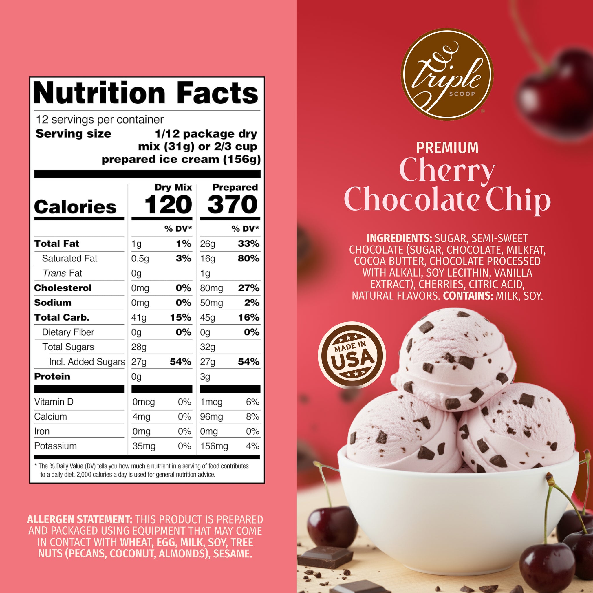 Cherry Chocolate Chip Ice Cream Mix – Triple Scoop Ice Cream